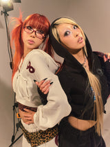 90 Logo Glitter Light Zip Hoodie【9090girl】