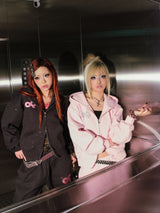 90 Logo Glitter Light Zip Hoodie【9090girl】