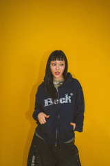 OG logo thermal zip hoodie