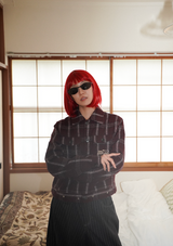 baseball logo lamé check jacket