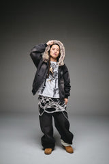 King Logo Slub Denim Buggy Pants