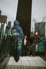 CMT ruler boa denim hooded jacket