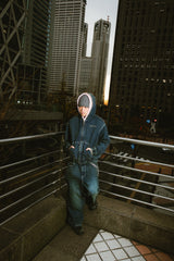 CMT ruler boa denim hooded jacket