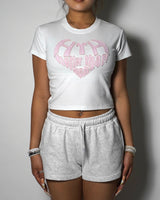 HEART LOGO APPLIQUÉ CROPPED TEE