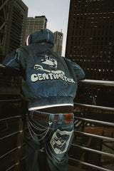 CMT ruler boa denim hooded jacket