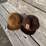 B logo patch corduroy cap