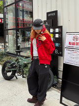 heart logo damage zip hoodie