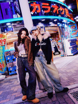 Rhinestone Buggy Denim Pants【9090 girl】