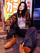 Rhinestone Buggy Denim Pants【9090 girl】