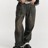 Rhinestone Buggy Denim Pants【9090 girl】