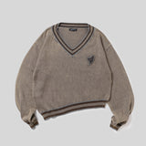 V 領斜紋毛衣