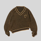 V 領斜紋毛衣