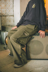 vintage like side button cargo pants