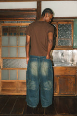 Vintage processed super wide baggy denim