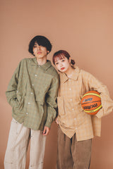 over big pocket check shirt