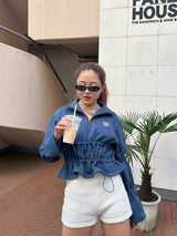 Draw cord half zip sweat