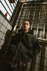 CMT ruler boa denim hooded jacket