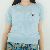 MSB 패치 로고 케이블 니트 탑