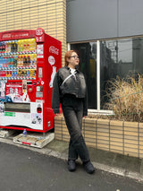 curve stitch denim blouson