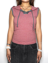 SLEEVELESS STRIPED HOODIE