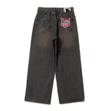 스터드 스트레이트 데님 팬츠