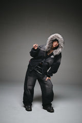 King Logo Slub Denim Buggy Pants