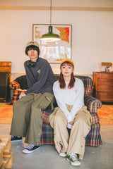 vintage like side button cargo pants