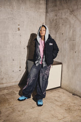 Sakura Embroidered Slub Denim Buggy Pants