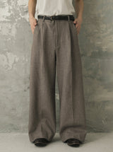1tuck Wide Baggy Tweed Slacks