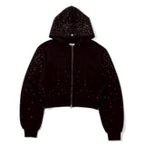H heart logo rhinestone zip hoodie