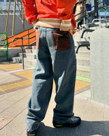 Bi-Color Denim Pants