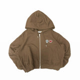 Heart patch logo zip hoodie