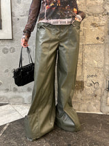 flap leather pants