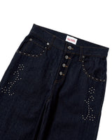 Herringbone studs denim pants