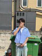 Striped open collar shirt