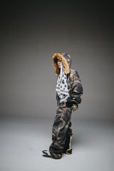 King Logo Slub Denim Far Zip Hoodie