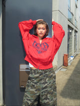 heart logo damage zip hoodie