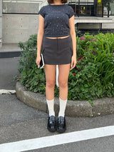 라인스톤 크롭 티