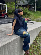 rainbow damage denim