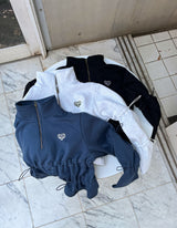Draw cord half zip sweat
