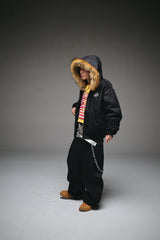 King Logo Slub Denim Buggy Pants