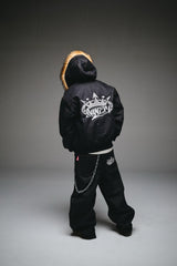 King Logo Slub Denim Far Zip Hoodie