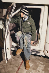 Sakura Embroidered Slub Denim Buggy Pants