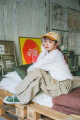 vintage like side button cargo pants