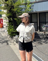 short sleeve zip hoodie