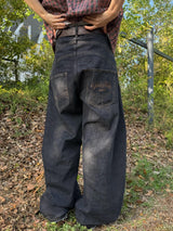 復古風格側縫氣球牛仔褲