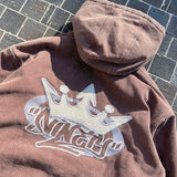 國王徽標復古連帽工作夾克