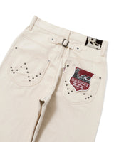 Herringbone studs denim pants