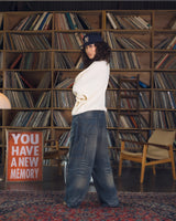 Overdyed wide baggy rayon summer denim