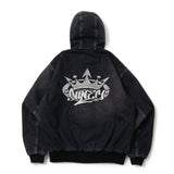 킹 로고 데님 퀼트 재킷